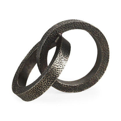 Two Ring Gray Hammered Metal Sculpture HomeRoots