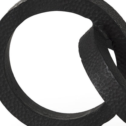 Two Ring Black Hammered Metal Sculpture HomeRoots