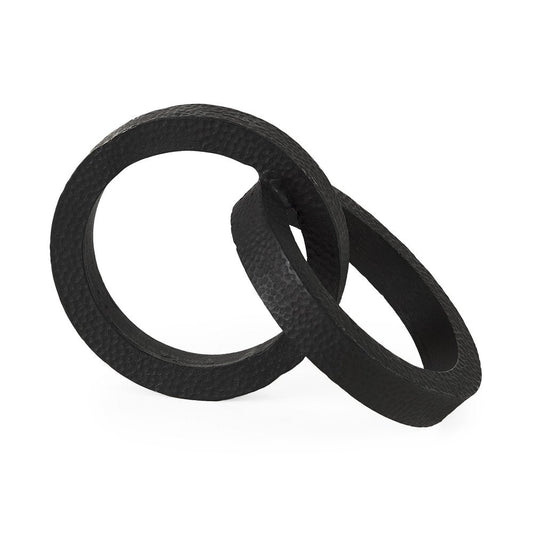 Two Ring Black Hammered Metal Sculpture HomeRoots