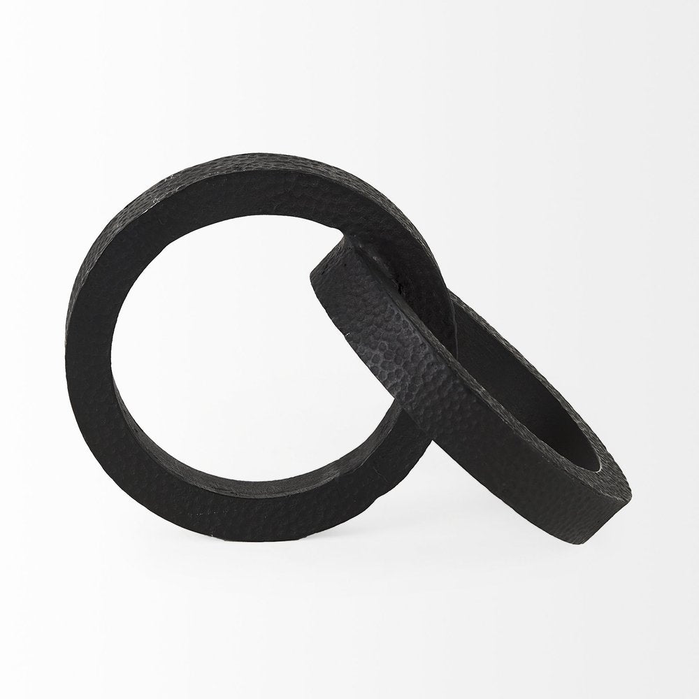 Two Ring Black Hammered Metal Sculpture HomeRoots