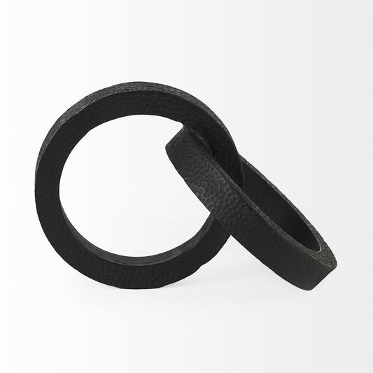 Two Ring Black Hammered Metal Sculpture HomeRoots