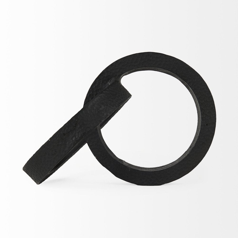 Two Ring Black Hammered Metal Sculpture HomeRoots