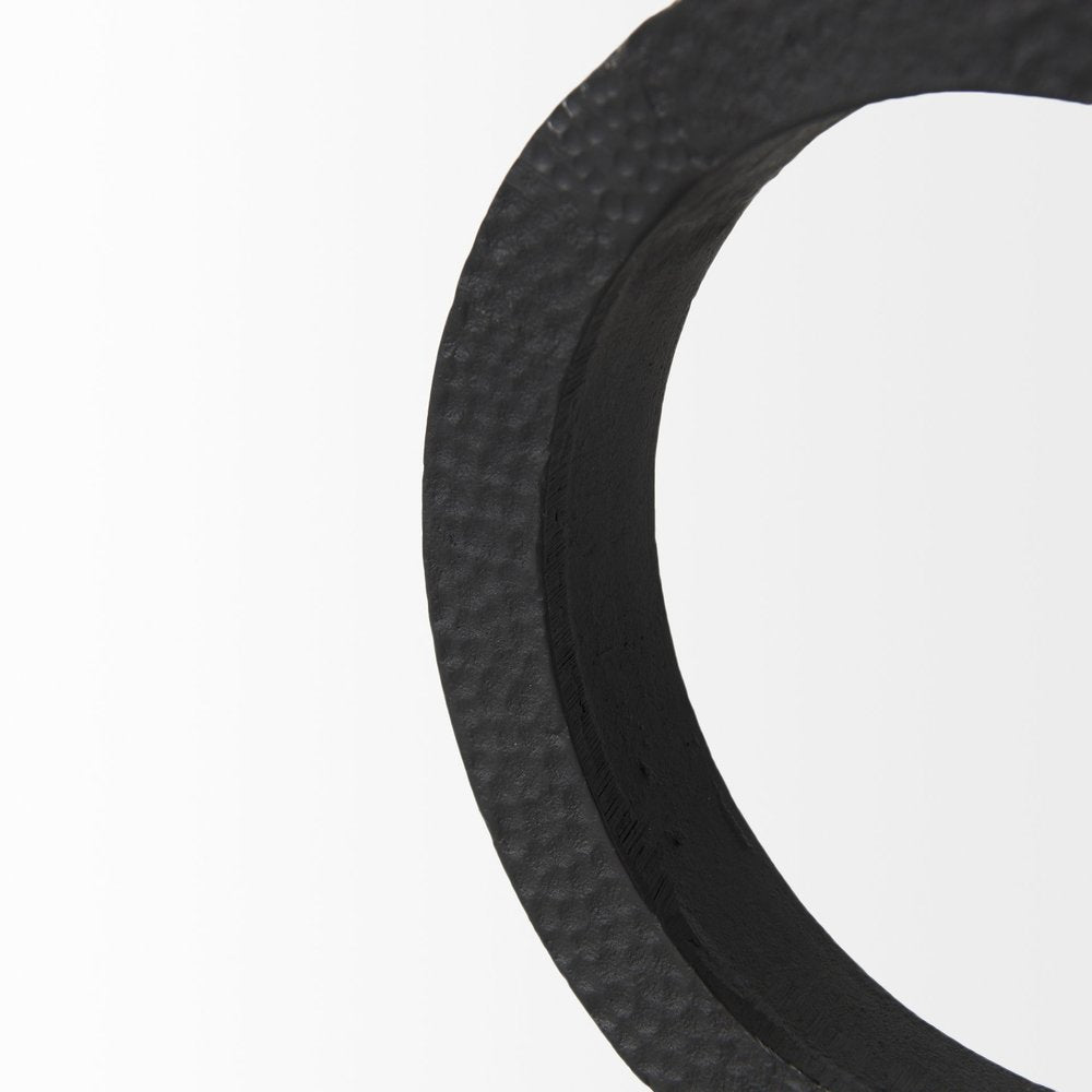 Two Ring Black Hammered Metal Sculpture — view 5