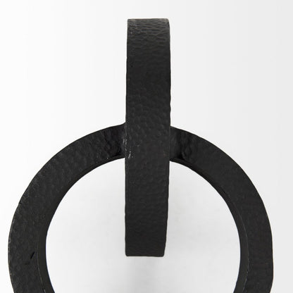 Two Ring Black Hammered Metal Sculpture HomeRoots