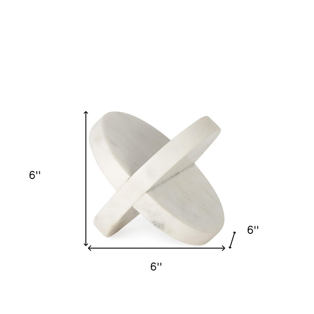 Petite White Marble Circular Sculpture HomeRoots