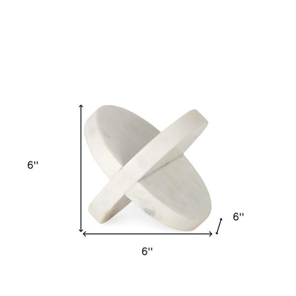 Petite White Marble Circular Sculpture HomeRoots