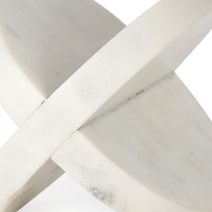 Petite White Marble Circular Sculpture HomeRoots