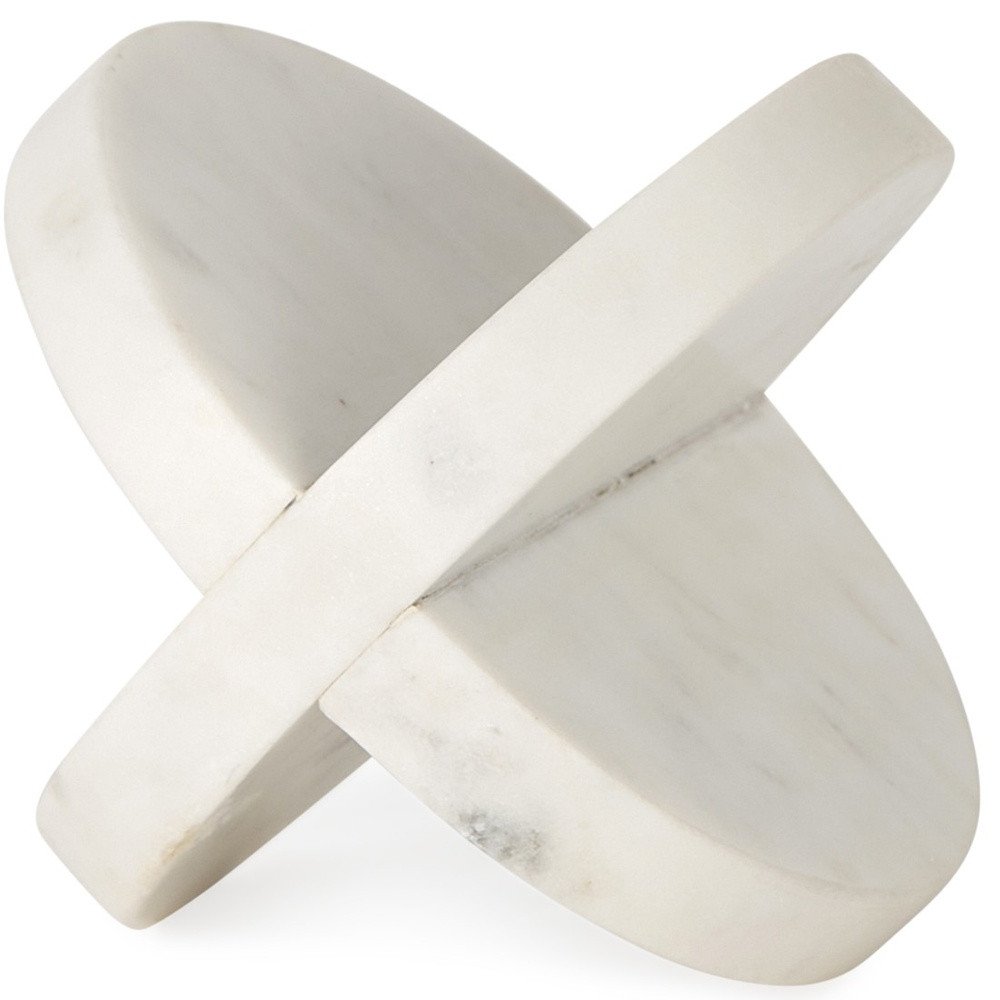 Petite White Marble Circular Sculpture HomeRoots
