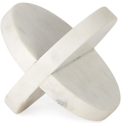 Petite White Marble Circular Sculpture HomeRoots