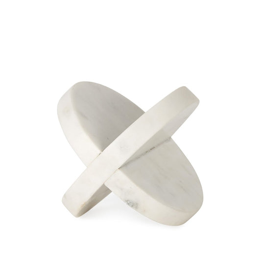 Petite White Marble Circular Sculpture HomeRoots