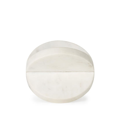 Petite White Marble Circular Sculpture HomeRoots