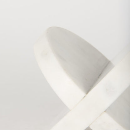 Petite White Marble Circular Sculpture HomeRoots