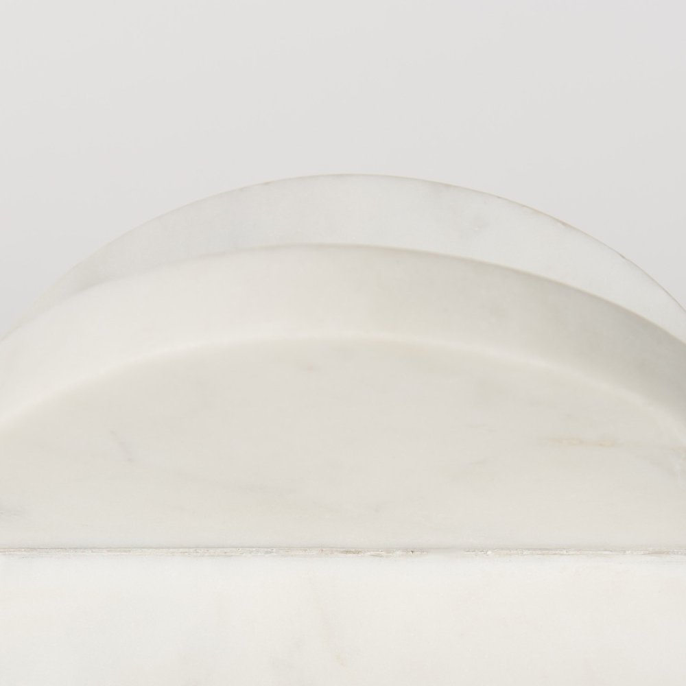 Petite White Marble Circular Sculpture HomeRoots