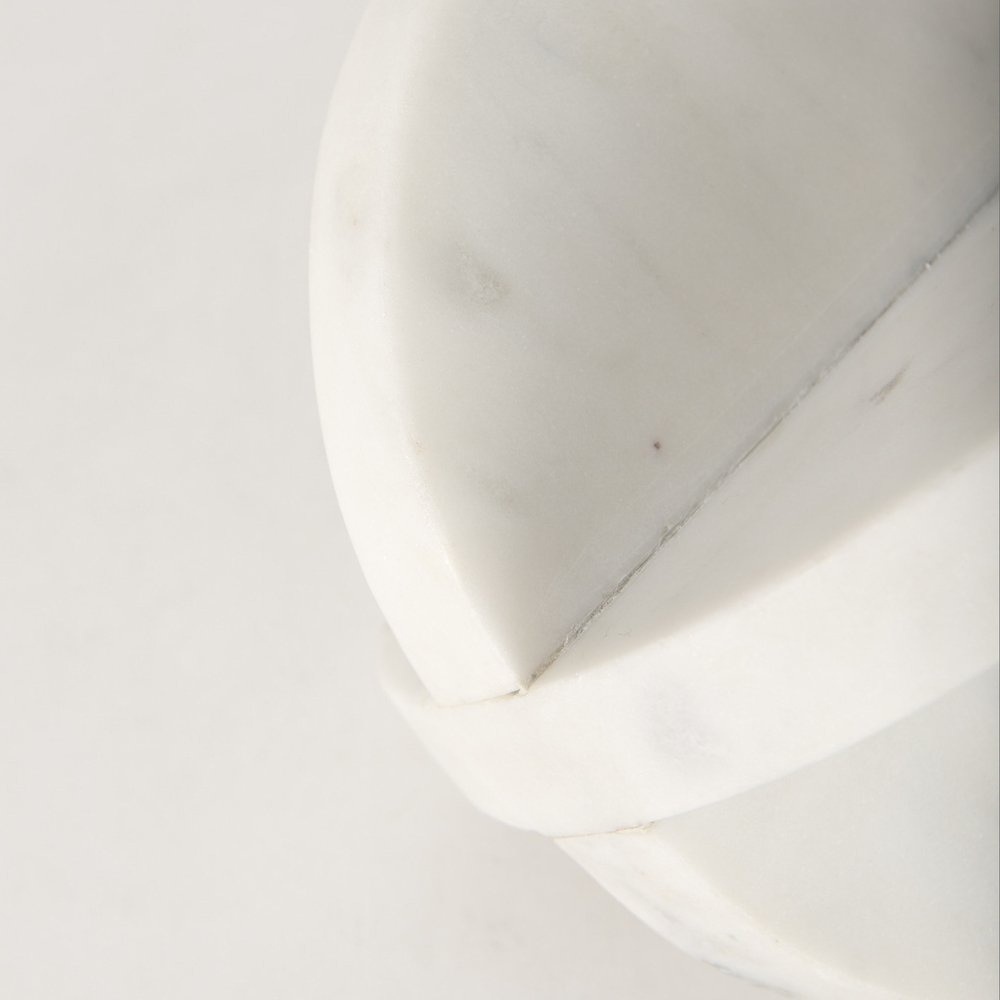 Petite White Marble Circular Sculpture — view 6