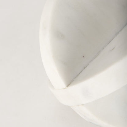 Petite White Marble Circular Sculpture HomeRoots