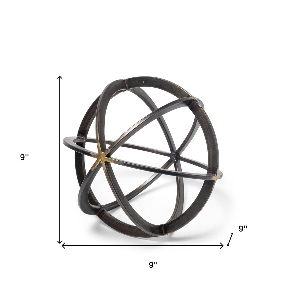 9" Black Metal Round Tabletop Sculpture — view 4