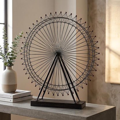 Metal And Wood London Eye Moveable Sculpture HomeRoots