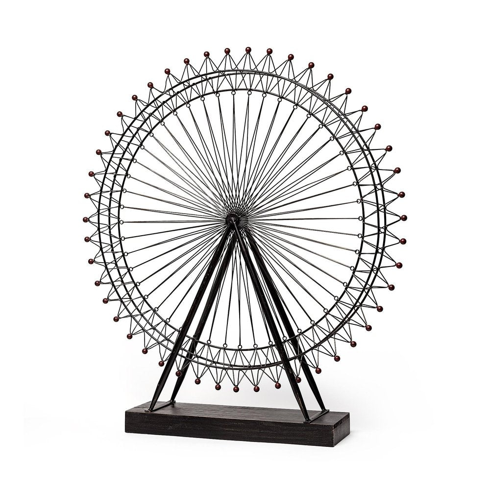 Metal And Wood London Eye Moveable Sculpture HomeRoots