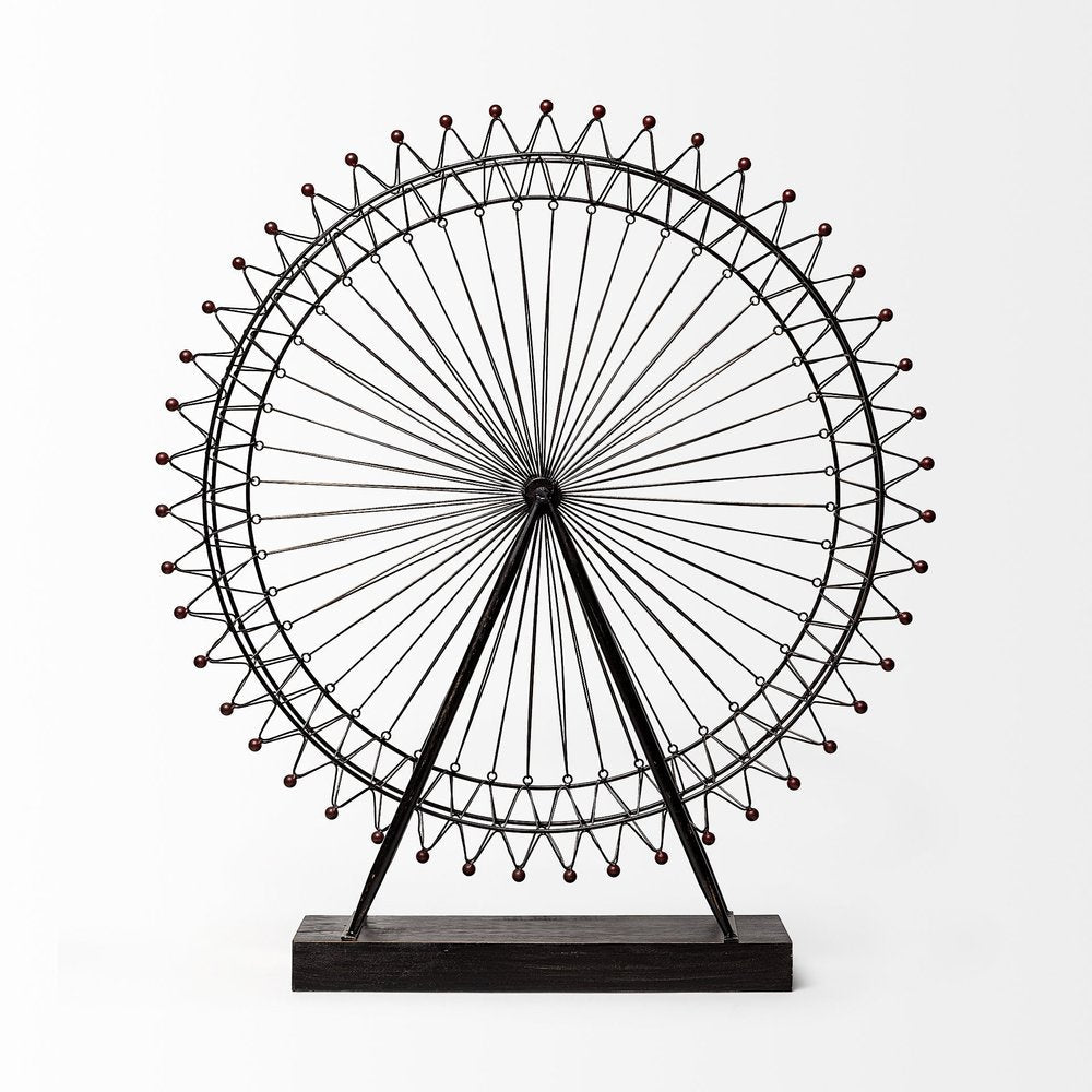 Metal And Wood London Eye Moveable Sculpture HomeRoots