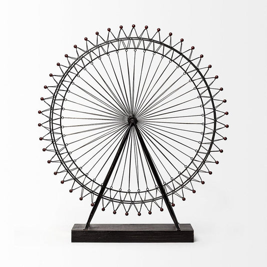 Metal And Wood London Eye Moveable Sculpture HomeRoots