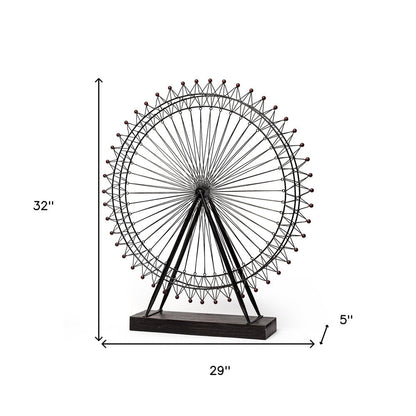Metal And Wood London Eye Moveable Sculpture HomeRoots