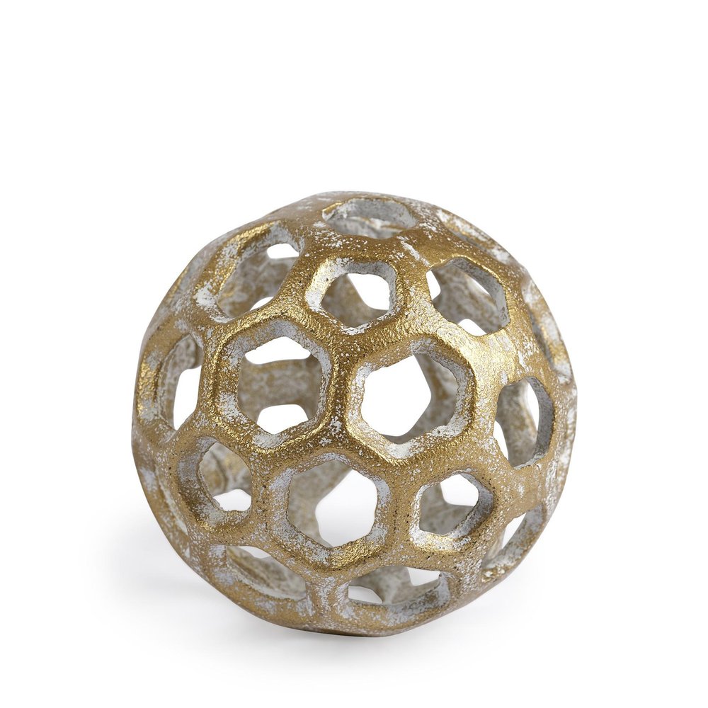3" Gold Metal Decorative Orb Tabletop Sculpture HomeRoots