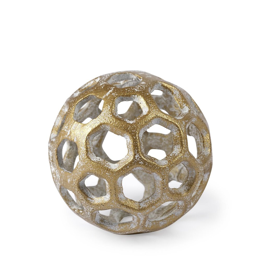 3" Gold Metal Decorative Orb Tabletop Sculpture HomeRoots