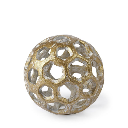 3" Gold Metal Decorative Orb Tabletop Sculpture HomeRoots