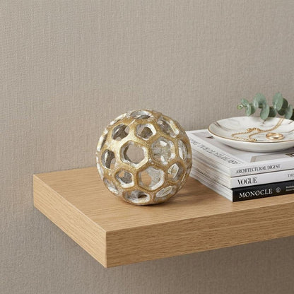 3" Gold Metal Decorative Orb Tabletop Sculpture HomeRoots