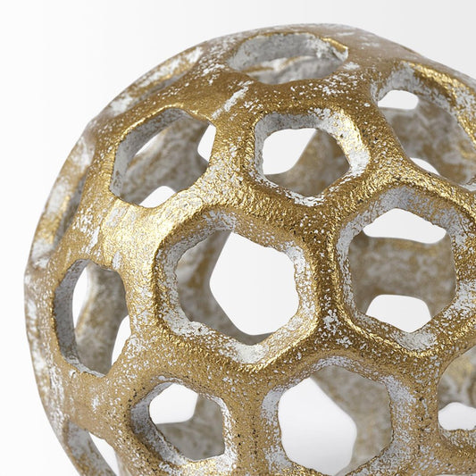3" Gold Metal Decorative Orb Tabletop Sculpture HomeRoots