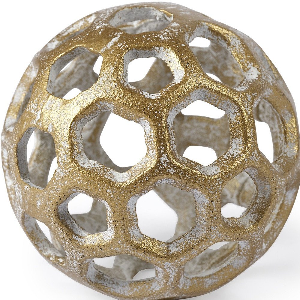 3" Gold Metal Decorative Orb Tabletop Sculpture — view 5