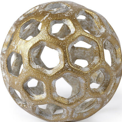 3" Gold Metal Decorative Orb Tabletop Sculpture HomeRoots
