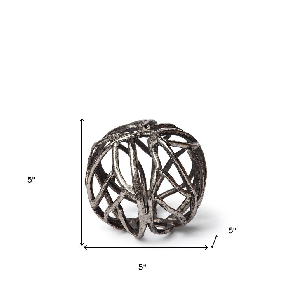 Petite Silver Metal Tree Branch Sculpture — view 2