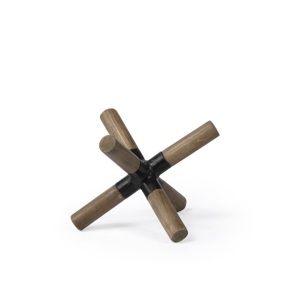5" Brown Metal And Wood Modern Abstract Tabletop Sculpture HomeRoots