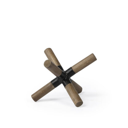 5" Brown Metal And Wood Modern Abstract Tabletop Sculpture HomeRoots