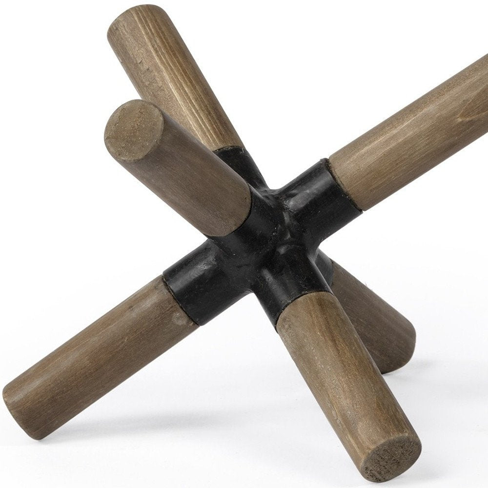 5" Brown Metal And Wood Modern Abstract Tabletop Sculpture HomeRoots