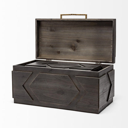Set of Two Brown Solid Wood Box With Lid HomeRoots