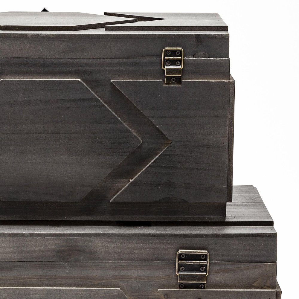 Set of Two Brown Solid Wood Box With Lid HomeRoots