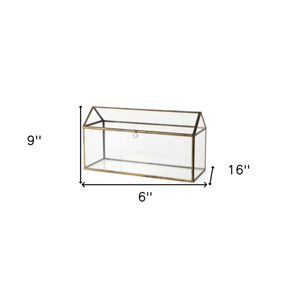 6" Clear And Gold Glass And Metal Box HomeRoots