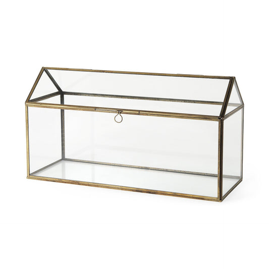 Modern Rustic Gold Metal And Glass Terrarium - FurniFindUSA
