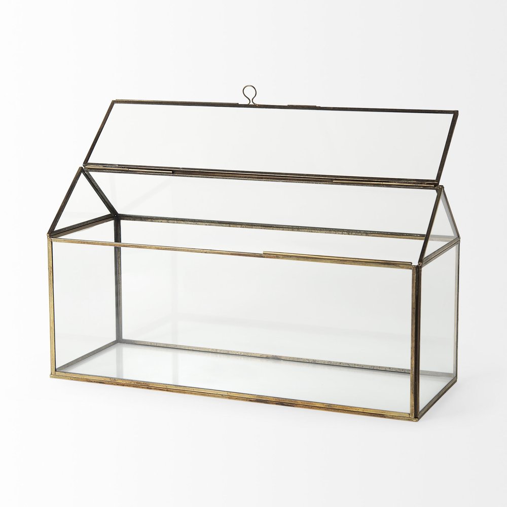 6" Clear And Gold Glass And Metal Box HomeRoots