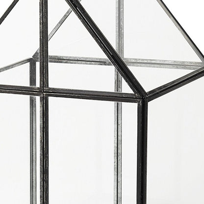 8" Clear And Black Glass And Metal Terrarium House Organizing Box HomeRoots