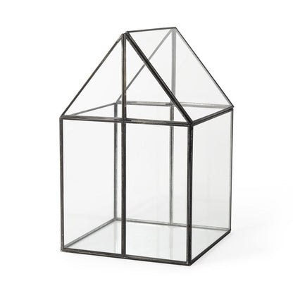 10" Black And Clear Glass And Metal Box HomeRoots