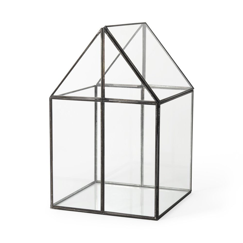 10" Black And Clear Glass And Metal Box HomeRoots