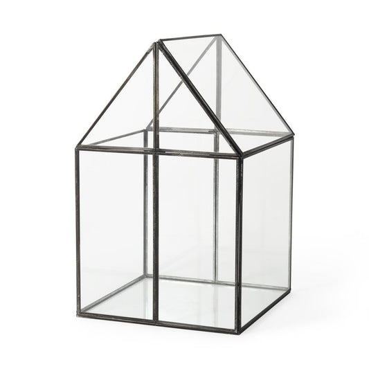 10" Black And Clear Glass And Metal Box HomeRoots