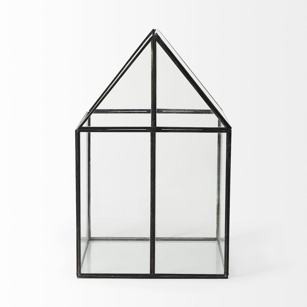 10" Black And Clear Glass And Metal Box HomeRoots