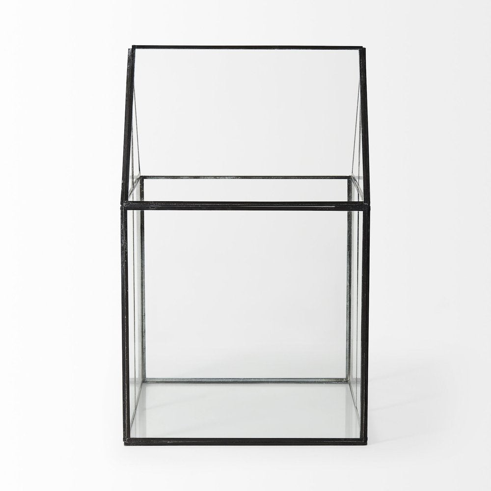 10" Black And Clear Glass And Metal Box HomeRoots