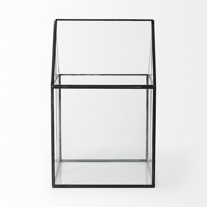 10" Black And Clear Glass And Metal Box HomeRoots