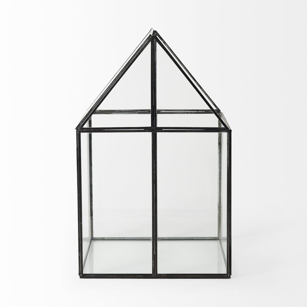 10" Black And Clear Glass And Metal Box HomeRoots