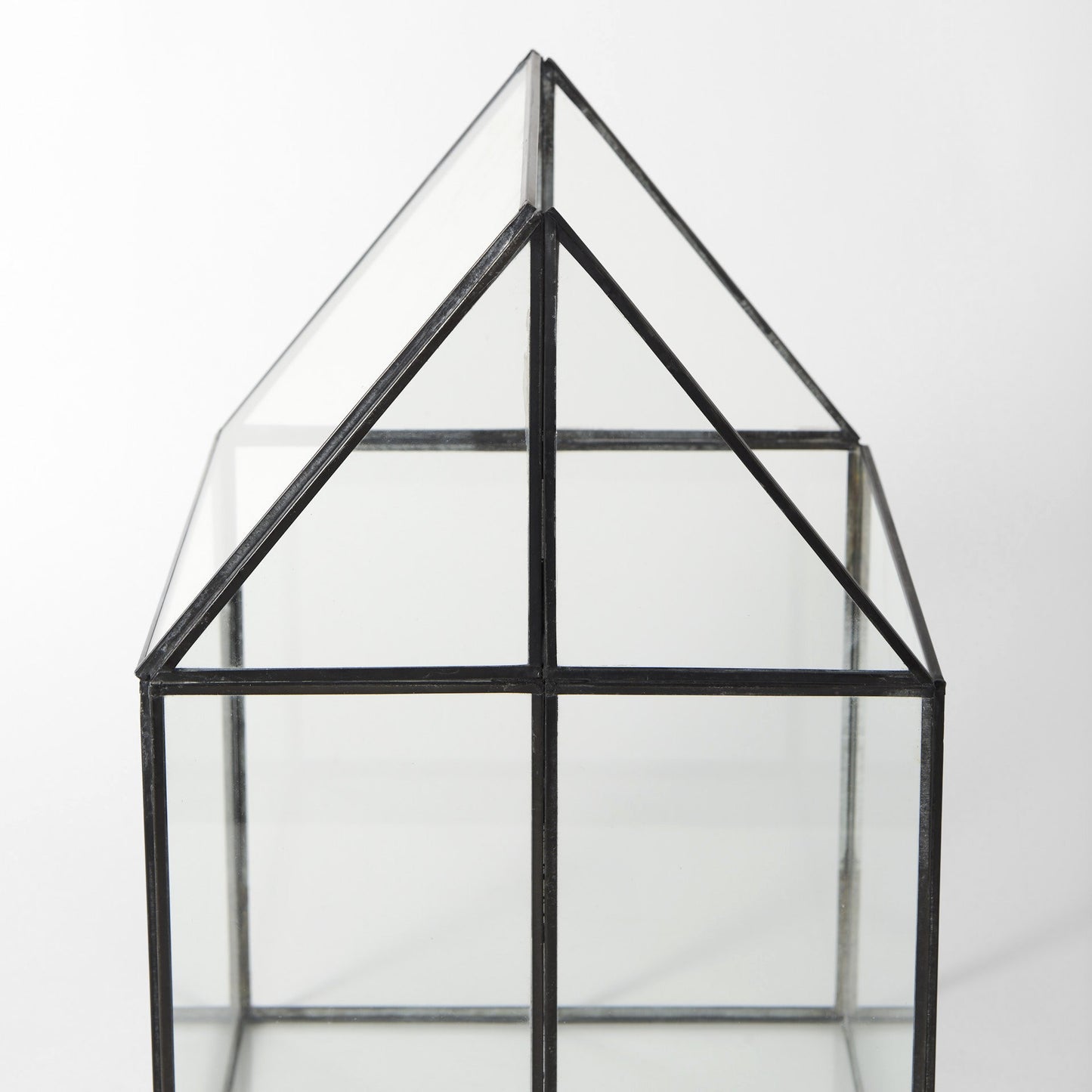 10" Clear And Black Glass and Metal Terrarium Box